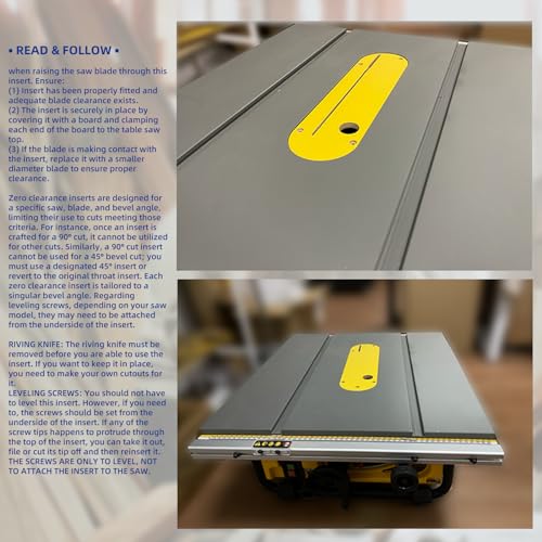 AGILLE Zero Clearance Inserts For DeWalt 7491, 7491RS, 7490 (Type 1), 744, 745, 746, 7480, with Riving Knife Slot, Precise Cuts with No Tear-Out, Include Off-set Screws, Easy Height Adjustment, 4-Pack - Image 5