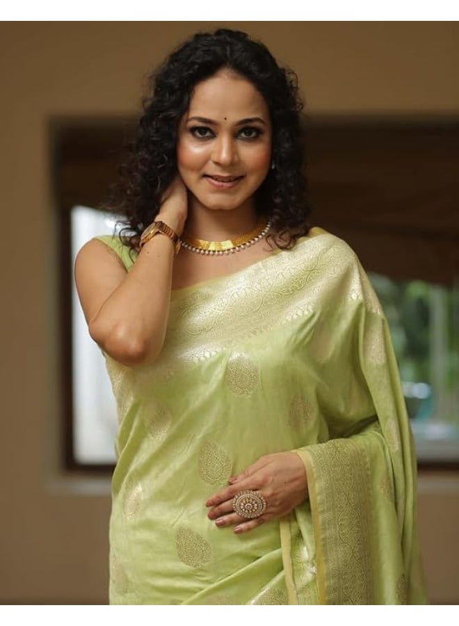 ساري حرير كانجيفارام ناعم للنساء من سيريل، ساري حرير نقي مع بلوزة غير مخيطة - Image 5