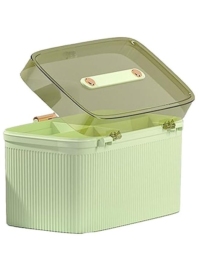 Generic Household Box,Portable Transparent Plastic Double Layer Medical Container First Aid Case Medical Case Family Box Organizer with Security Lock (Avocado Green)  - Image 1