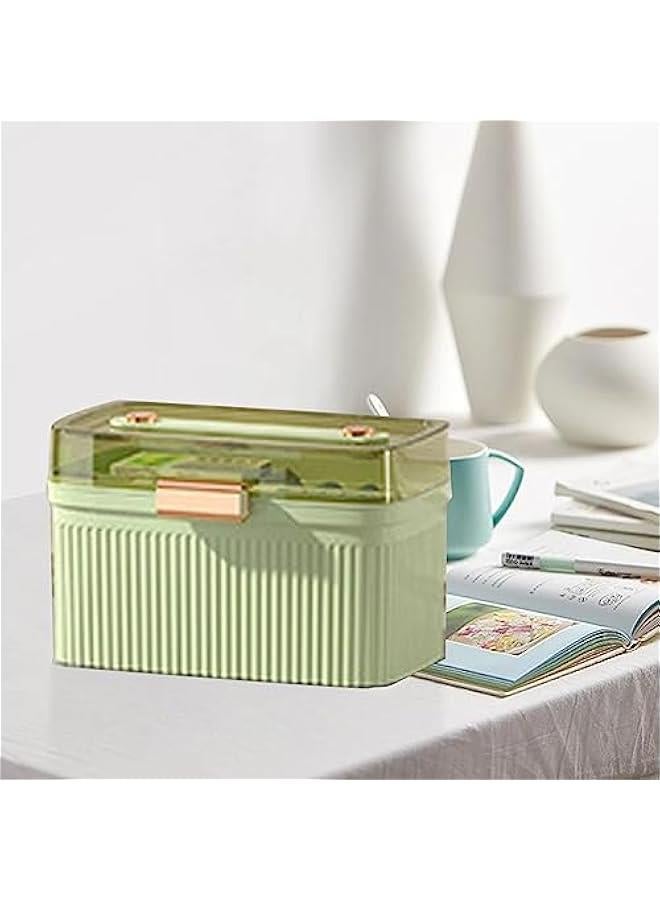Generic Household Box,Portable Transparent Plastic Double Layer Medical Container First Aid Case Medical Case Family Box Organizer with Security Lock (Avocado Green)  - Image 2