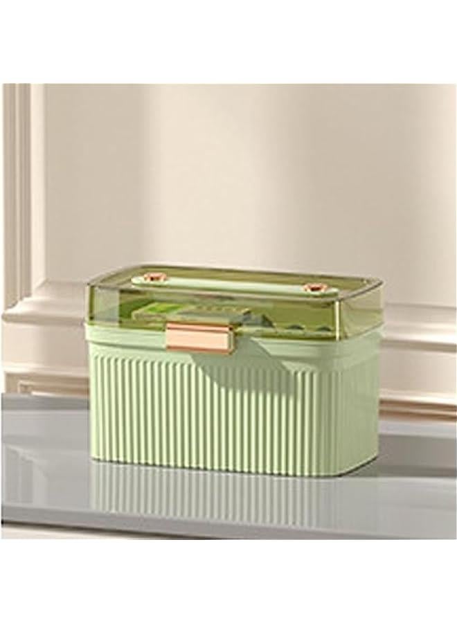 Generic Household Box,Portable Transparent Plastic Double Layer Medical Container First Aid Case Medical Case Family Box Organizer with Security Lock (Avocado Green)  - Image 3