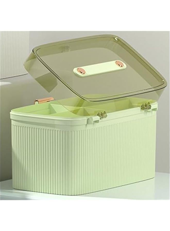 Generic Household Box,Portable Transparent Plastic Double Layer Medical Container First Aid Case Medical Case Family Box Organizer with Security Lock (Avocado Green)  - Image 4