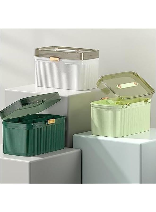 Generic Household Box,Portable Transparent Plastic Double Layer Medical Container First Aid Case Medical Case Family Box Organizer with Security Lock (Avocado Green)  - Image 5