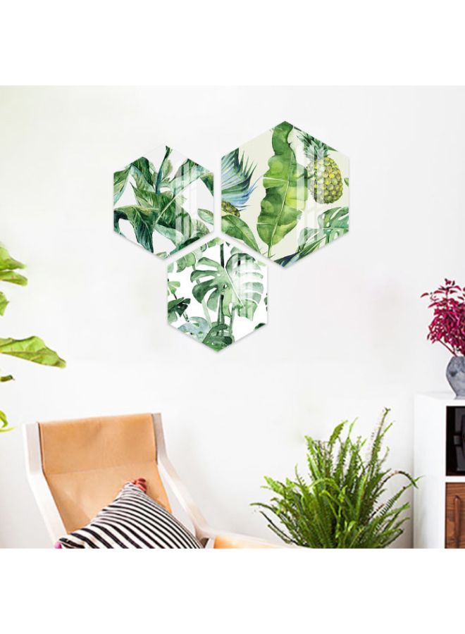 NIBEMINENT Hexagonal Watercolor Plant Home Decoration Wall Painting White/Green 43.4 x 50cm - Image 1