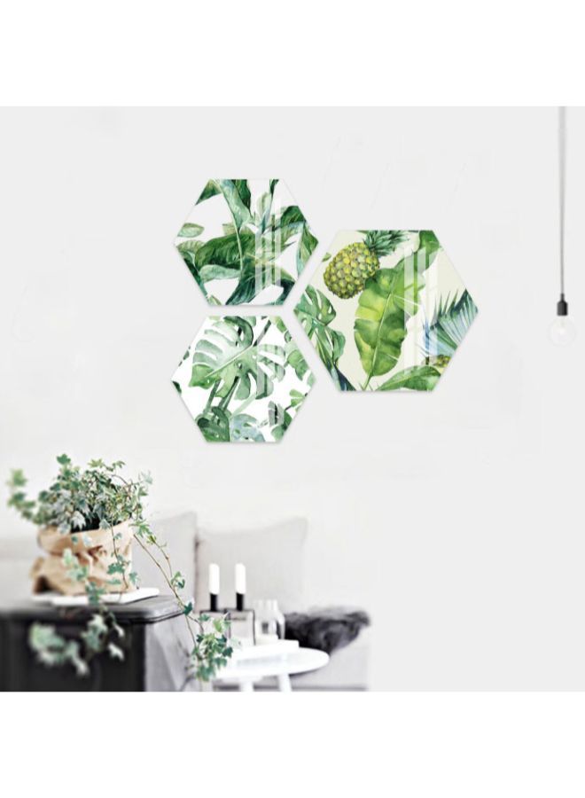 NIBEMINENT Hexagonal Watercolor Plant Home Decoration Wall Painting White/Green 43.4 x 50cm - Image 2