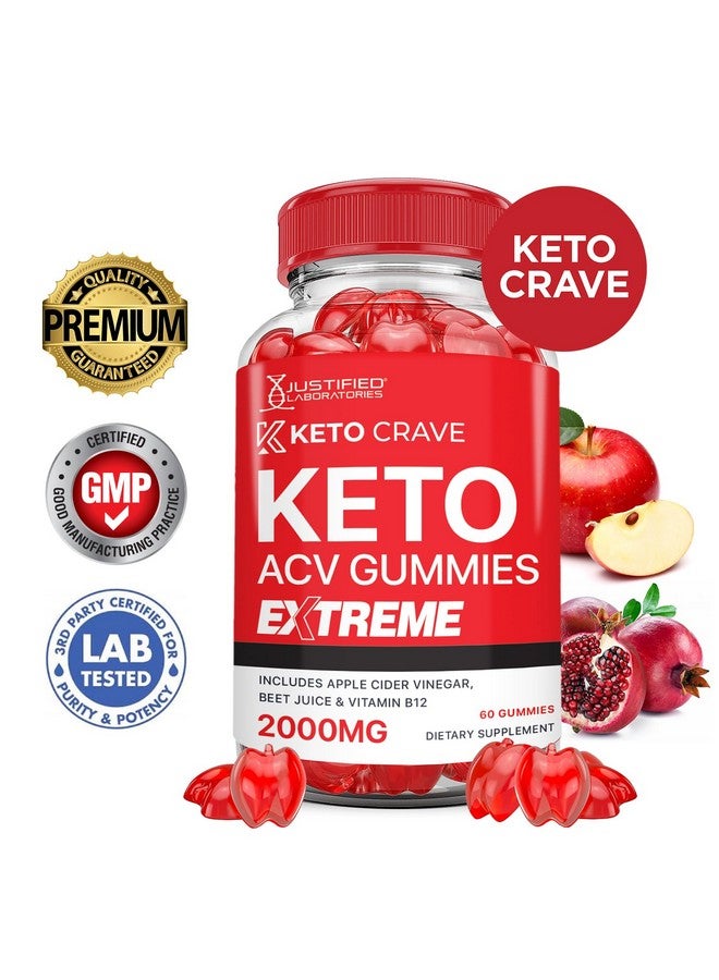 Justified Laboratories (3 Pack) Keto Crave Keto ACV Gummies Extreme 2000MG Keto Crave Keto Gummies Advanced Formula Apple Cider Vinegar with Pomegranate Beet Juice Powder B12 Vegan Non GMO 180 Gummys - Image 2