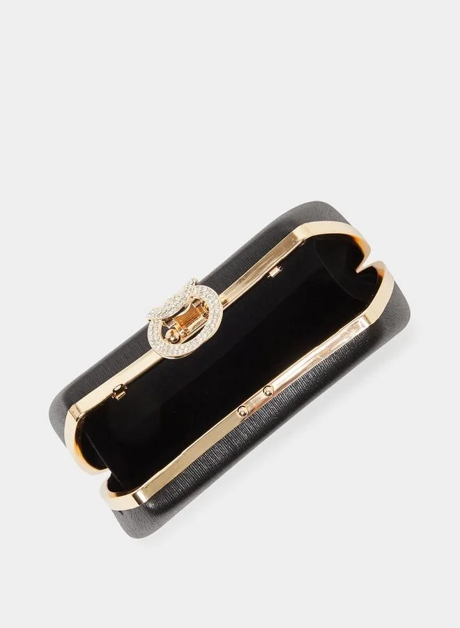 ستايلي Embellished Lock Clutch Bag with Chain Strap