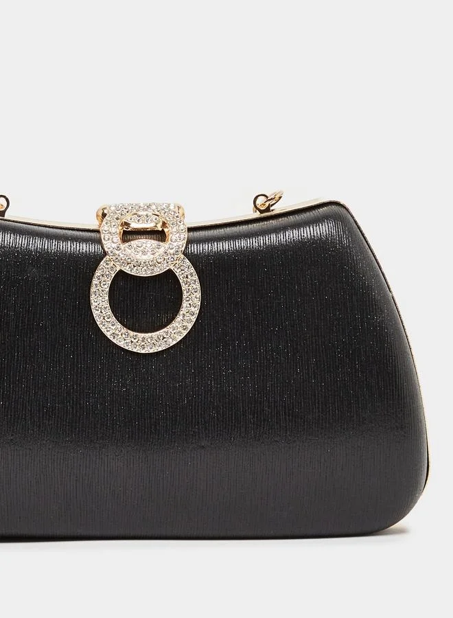 ستايلي Embellished Lock Clutch Bag with Chain Strap