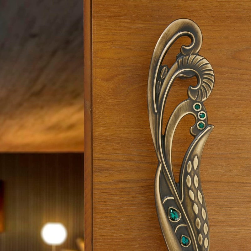 LAPO باب LAPO Mayur 12 بوصة للباب الرئيسي باب خشبي زجاجي مقابض سحب لجميع أبواب المنزل المكتب الفنادق عبوة من 1 جانب أيسر تشطيب عتيق ضمان 3 سنوات - Image 3