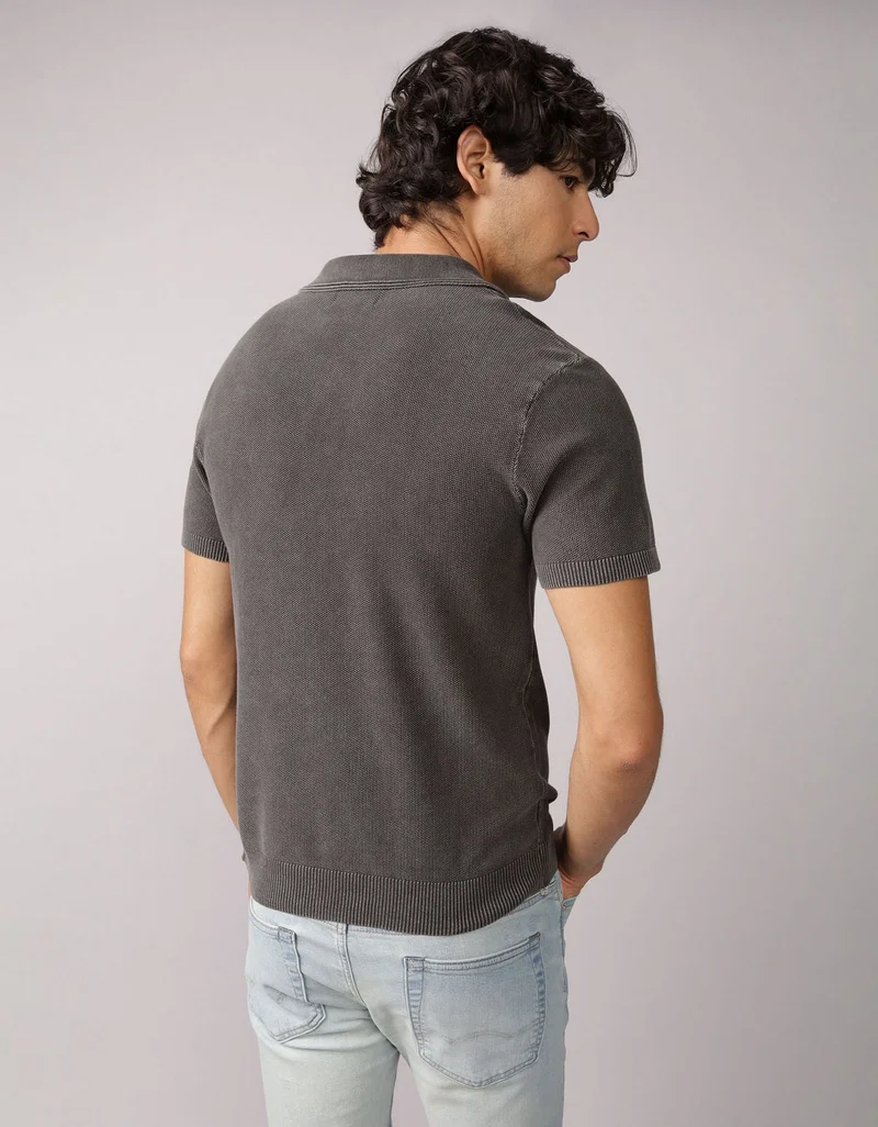 American Eagle AE Washed Sweater Polo Shirt
