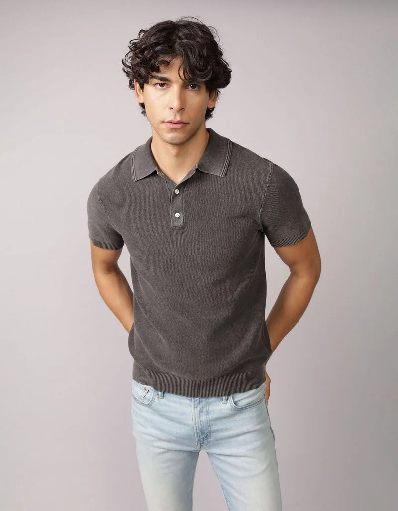 AE Washed Sweater Polo Shirt