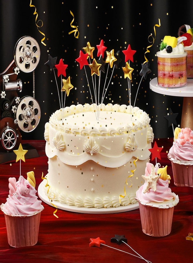 Threehoney 36 Pcs Movie Night Cake Topper Clay Star Decorations Movie Theme Party Supplies Cake Decoration for Birthday Theater Themed for Shower Birthday Party Film Backdrop - Image 4
