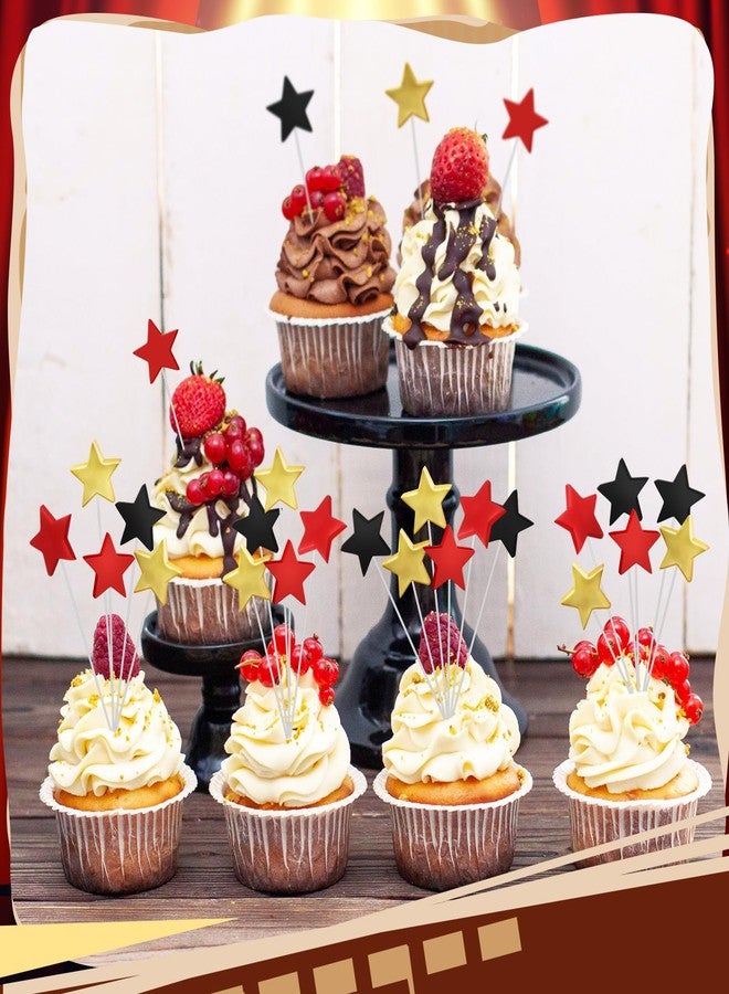 Threehoney 36 Pcs Movie Night Cake Topper Clay Star Decorations Movie Theme Party Supplies Cake Decoration for Birthday Theater Themed for Shower Birthday Party Film Backdrop - Image 3