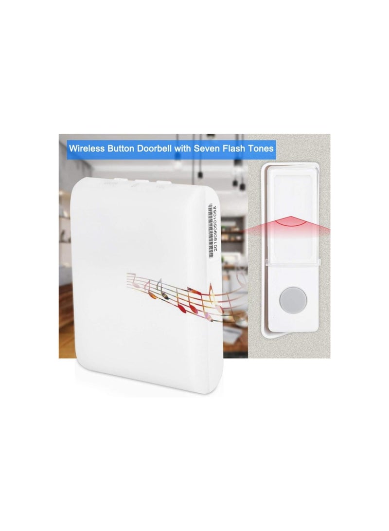 Wireless Doorbell Kit, Wireless on Door Bell Elderly Deaf Caller with 7 Kinds of Flash Lamp Color Tones Wireless Door for Hearing Impaired - Image 2