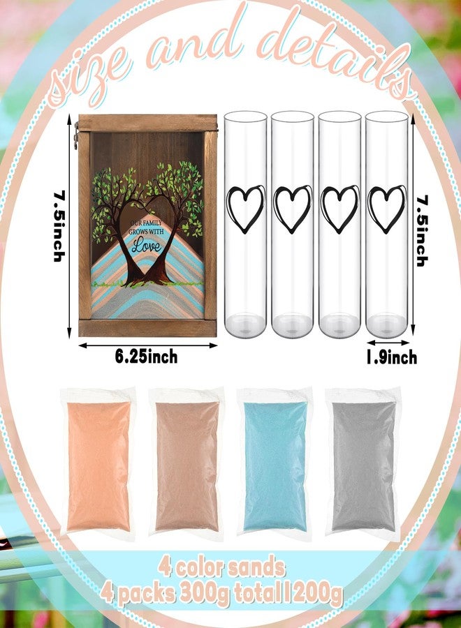 Anglechic Wedding Unity Sand Ceremony Kit Unity Sand Set for Wedding with Wood Box 4 Sand Ceremony Vase 4 Unity Sand Wedding Sand Ceremony Sets for Weddings Bridal Party(Classic Color,Tree) - Image 3
