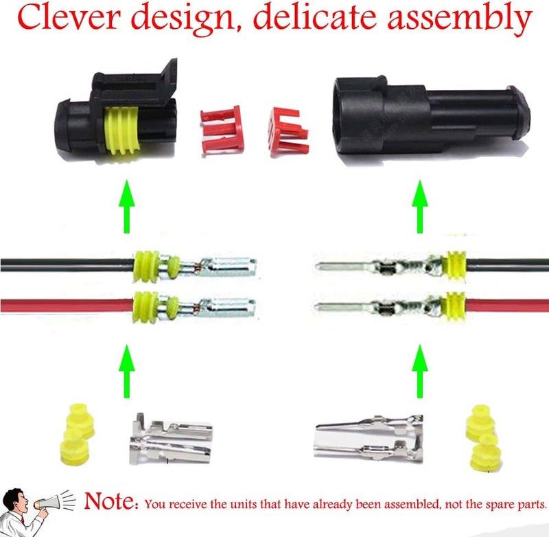 YETOR Way Car Waterproof Electrical Connector,16 AWG 2 pin Plug Auto Electrical Wire Connectors for Car, Truck, Boat, and Other Wire Connections.(5 Pack)¡­ - Image 2