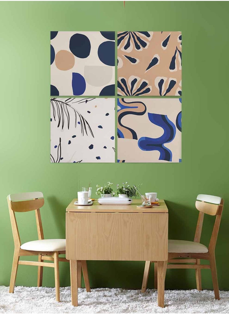 LOWHA Set Of 4 Framed Square Canvas Wall Arts Stretched Over Wooden Frame, Abstract Painting, For Home, Living Room, Office Decor  - Image 3