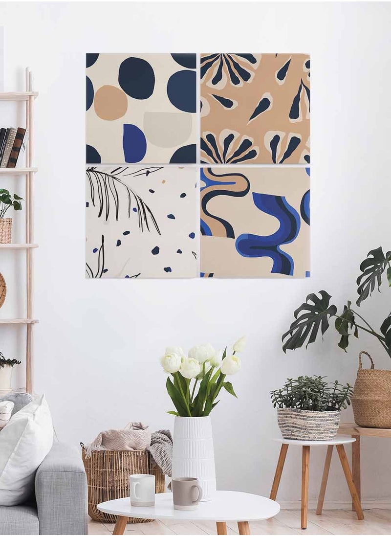 LOWHA Set Of 4 Framed Square Canvas Wall Arts Stretched Over Wooden Frame, Abstract Painting, For Home, Living Room, Office Decor  - Image 2