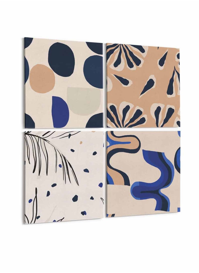 LOWHA Set Of 4 Framed Square Canvas Wall Arts Stretched Over Wooden Frame, Abstract Painting, For Home, Living Room, Office Decor  - Image 4
