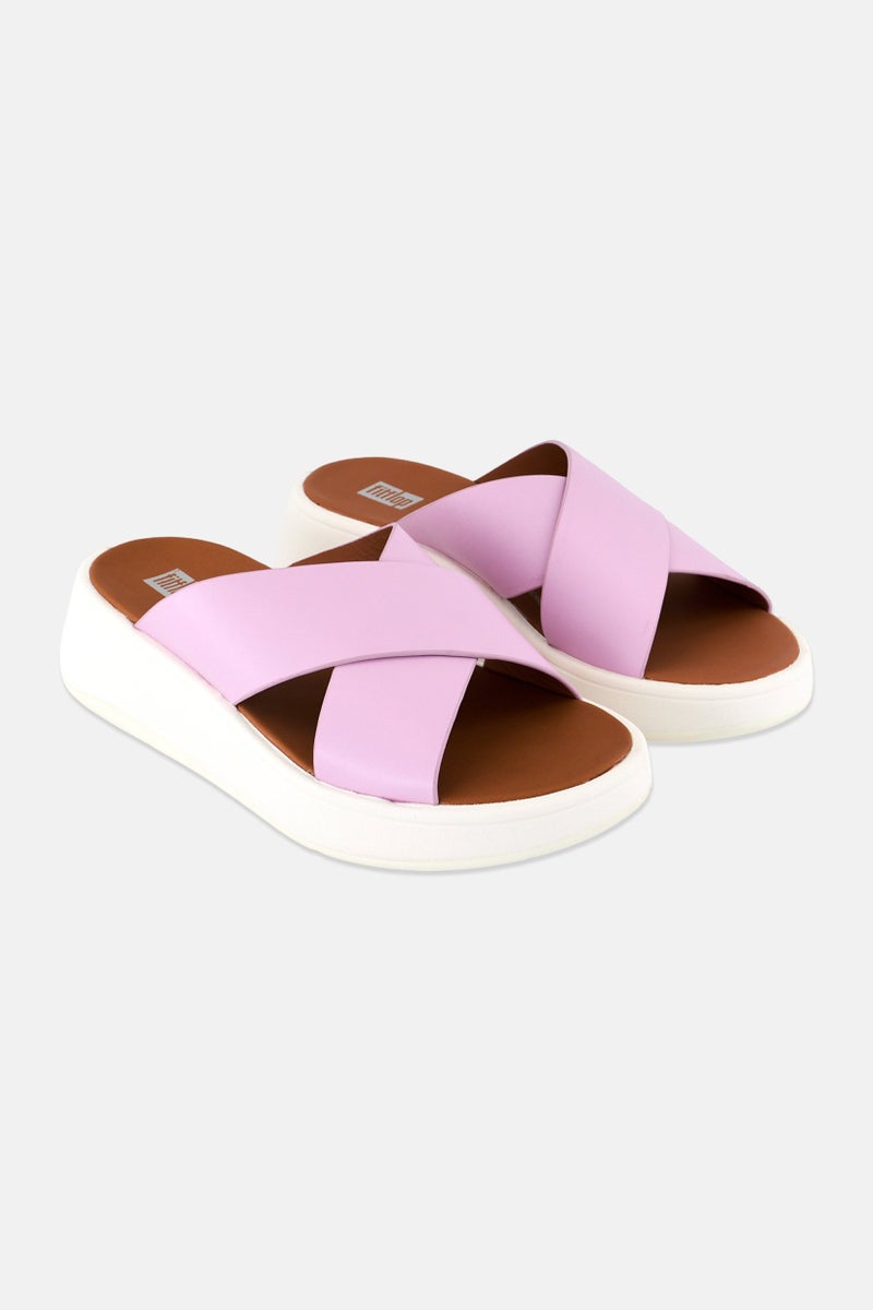 FitFlop صندل نسائي فاشن مصنوع من الجلد بقاعدة عريضة، ليلك - Image 1