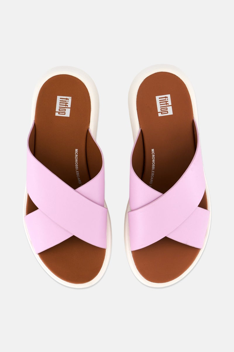 FitFlop صندل نسائي فاشن مصنوع من الجلد بقاعدة عريضة، ليلك - Image 3