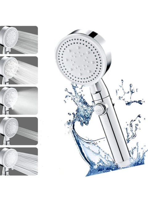 High Pressure Shower Head, Water Saving Hand Shower, 5 Jet Types, Handheld, for Bathing and Spa Modern Square Handheld Shower Head Silver