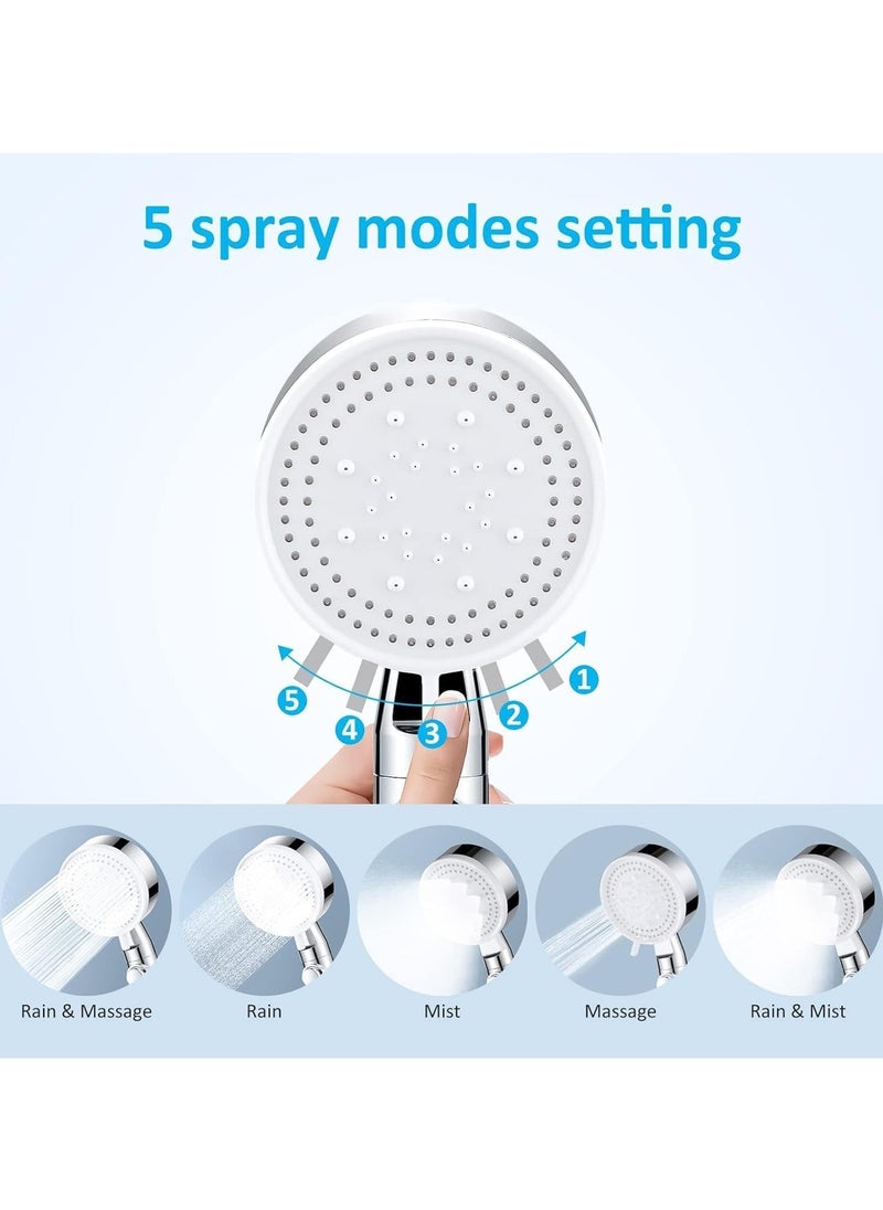 High Pressure Shower Head, Water Saving Hand Shower, 5 Jet Types, Handheld, for Bathing and Spa Modern Square Handheld Shower Head Silver