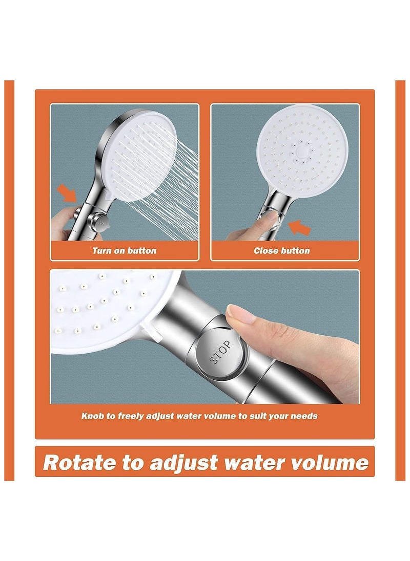 High Pressure Shower Head, Water Saving Hand Shower, 5 Jet Types, Handheld, for Bathing and Spa Modern Square Handheld Shower Head Silver