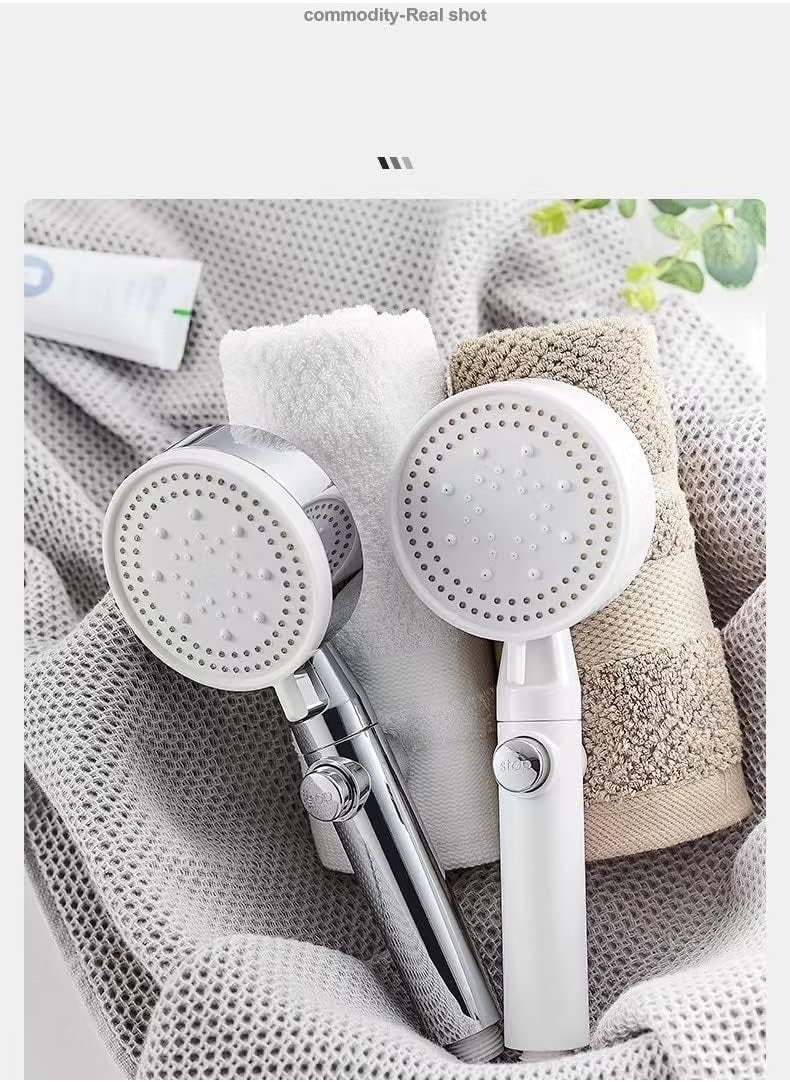 High Pressure Shower Head, Water Saving Hand Shower, 5 Jet Types, Handheld, for Bathing and Spa Modern Square Handheld Shower Head Silver