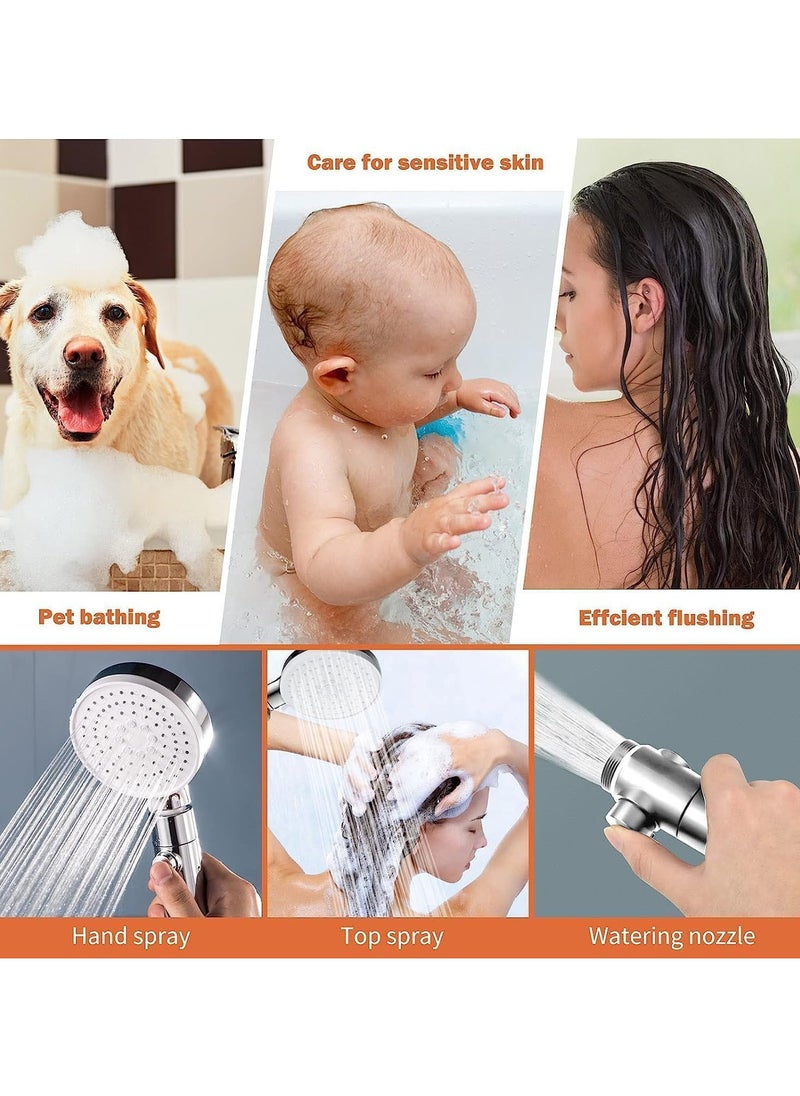 High Pressure Shower Head, Water Saving Hand Shower, 5 Jet Types, Handheld, for Bathing and Spa Modern Square Handheld Shower Head Silver