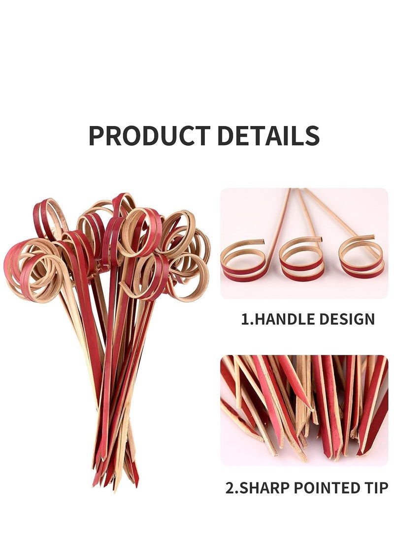 100 PCS Cocktail Stick Bamboo Fruit Sticks Wooden Toothpicks (12cm) for Party Tapas Nibbles Canapes Appetiser Fruit Skewer BBQ Sandwich Bento Accessory Pick Food
