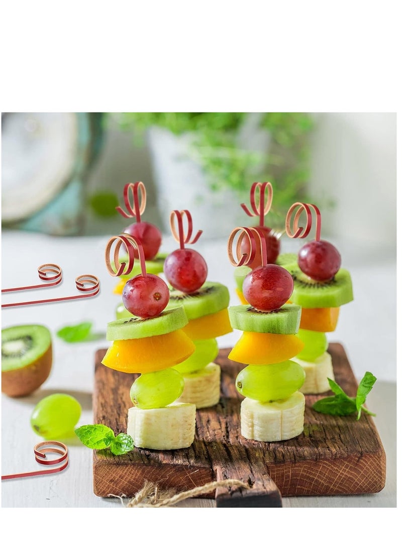 100 PCS Cocktail Stick Bamboo Fruit Sticks Wooden Toothpicks (12cm) for Party Tapas Nibbles Canapes Appetiser Fruit Skewer BBQ Sandwich Bento Accessory Pick Food