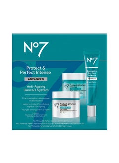 No7 Protect & Perfect Anti Aging Skincare Set - Includes SPF 30 Daytime Face Cream, Hydrating Shea Butter Night Cream & Hyaluronic Acid Face Serum (3 Piece Kit)  - Image 2