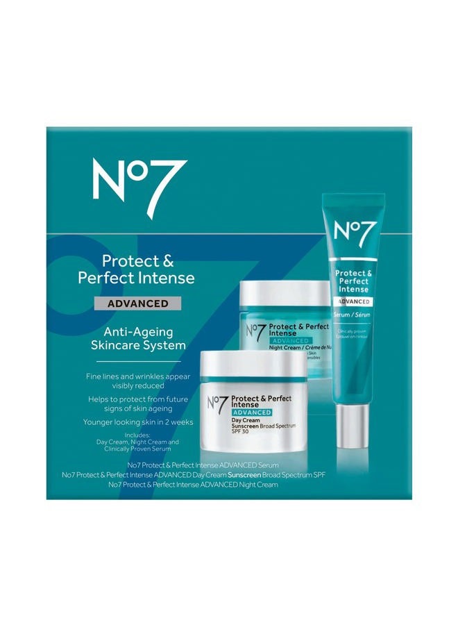 No7 Protect & Perfect Anti Aging Skincare Set - Includes SPF 30 Daytime Face Cream, Hydrating Shea Butter Night Cream & Hyaluronic Acid Face Serum (3 Piece Kit) - Image 2