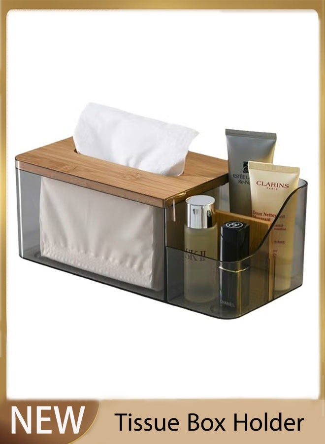 Wood Tissue Box Cover for Disposable Paper Facial Tissues, Wooden Rectangular Tissue Box Holder for Storage on Bathroom Vanity, Countertop, Bedroom Dresser, Night Stand, Desk(Brown)  - Image 1