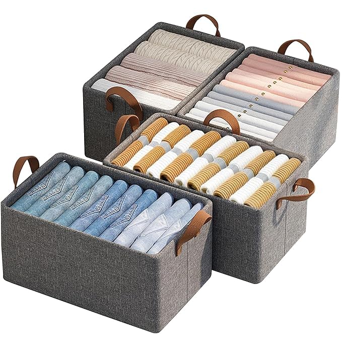 Epark Epark 26L Storage Bag with Steel Frame Support Closet Storage Bin Household Wardrobe Storage Box Large Capacity Foldable Organizer for Clothes Jeans and More with Handles Medium 4  - Image 1