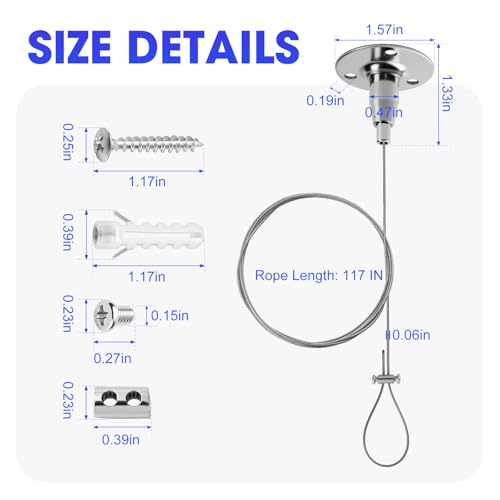 AYAYGD 2 Pack Ceiling Closet Rod Support, Adjustable 117" Stainless Steel Ceiling Mounted Curtain Rod Bracket, Ceiling Shower Curtain Rod Holders for Curved, L-Shaped, or Straight Shower Rods - Image 2