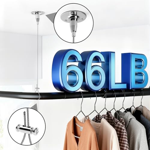 AYAYGD 2 Pack Ceiling Closet Rod Support, Adjustable 117" Stainless Steel Ceiling Mounted Curtain Rod Bracket, Ceiling Shower Curtain Rod Holders for Curved, L-Shaped, or Straight Shower Rods - Image 3