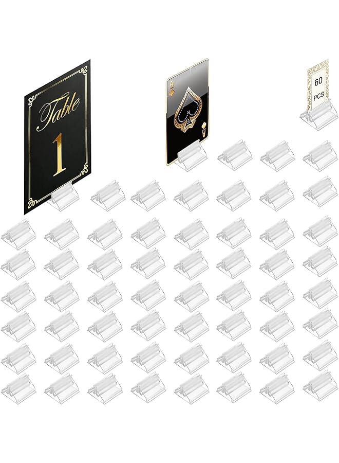 إيروريكس مجموعة من 60 حامل بطاقة لعب شفاف، حامل بطاقة مكان رقم الطاولة، حامل بطاقة عمل أكريليك، قطعة حامل صور، لوحة أسعار، صور مذكرات، قوائم، ملصقات، حامل لعبة لوحية DIY - Image 1