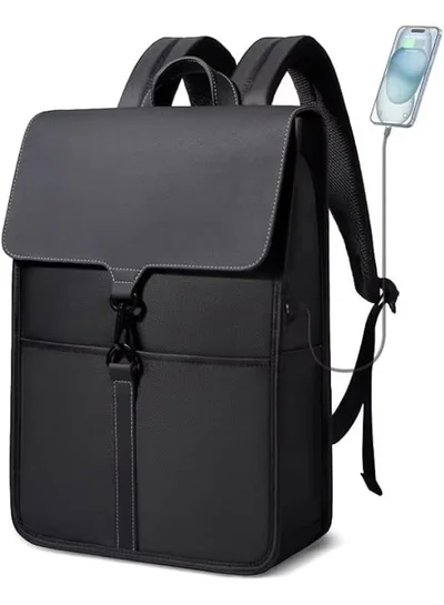 Mobcos Mobcos Waterproof Laptop Backpack with USB Charging Port for Men & Women – Slim Anti-Theft Business Travel Backpack Fits Laptop, Lightweight College School Bag Large Capacity Black