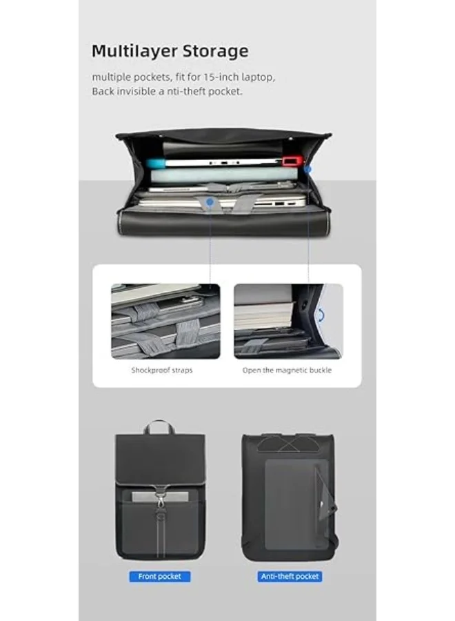 Mobcos Laptop Backpack Slim Black Mobcos Waterproof Laptop Backpack with USB Charging Port for Men & Women – Slim Anti-Theft Business Travel Backpack Fits Laptop, Lightweight College School Bag Large Capacity Black  | Best Price UAE