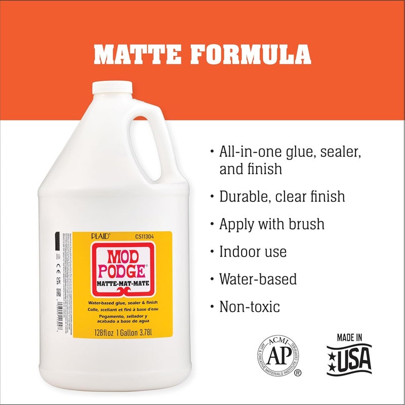 Mod Podge Matte Gallon - Water-Based Glue, Sealer & Finish, 128 Fl Oz - Image 1