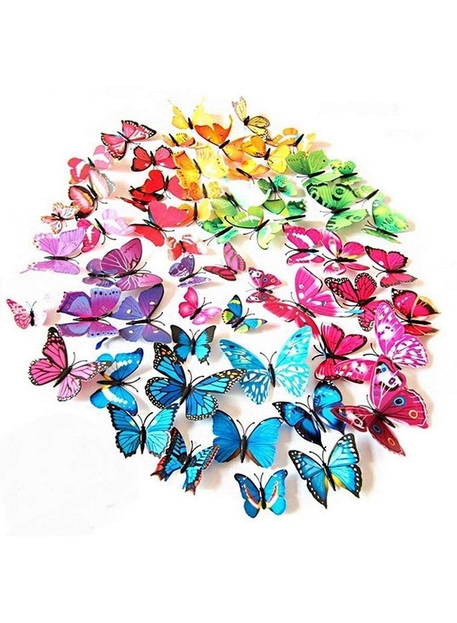 ElecMotive 72 Pcs 6 Packs Beautiful 3D Butterfly Wall Decals Removable Diy Home Decorations Art Decor Wall Stickers & Murals For Babys Bedroom Tv Background Living Room (72 Pcs In 6 Colors) - Image 2