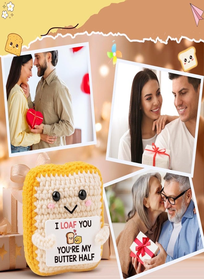 MAMAGIFTREE هدايا عيد الحب من ماما جيفتري له ولها، دمية توست كروشيه مضحكة مكتوب عليها "أحبك"، هدية عيد ميلاد قطنية لطيفة للذكرى السنوية الثانية للحبيب أو الحبيبة أو الزوج أو الزوجة، أنت نصفي الآخر - Image 5