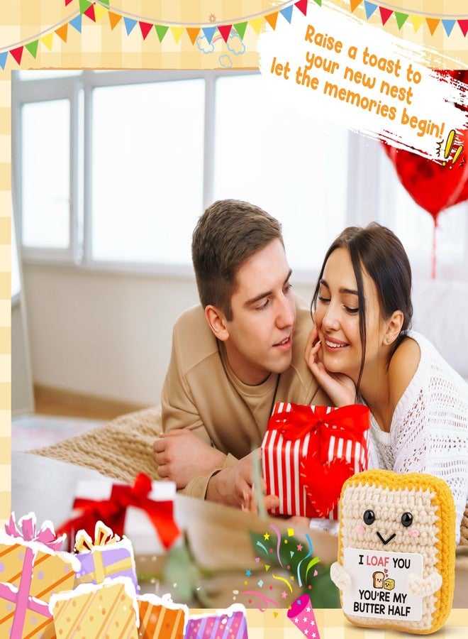 MAMAGIFTREE هدايا عيد الحب من ماما جيفتري له ولها، دمية توست كروشيه مضحكة مكتوب عليها "أحبك"، هدية عيد ميلاد قطنية لطيفة للذكرى السنوية الثانية للحبيب أو الحبيبة أو الزوج أو الزوجة، أنت نصفي الآخر - Image 2