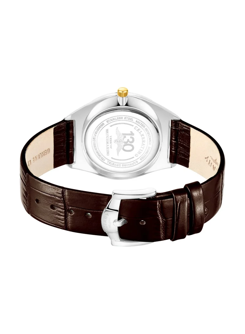 Rotary  Men's Ultra Slim Analogue Watch, 38 mm, Silver Dial, Brown Leather Strap for Men | Best Price UAE