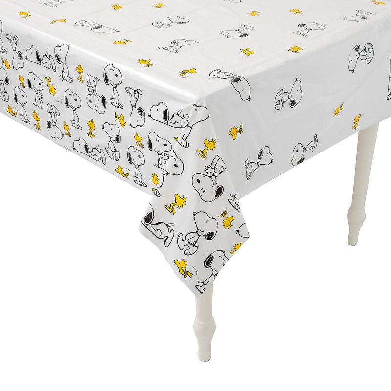 54" x 108" Peanuts Snoopy & Woodstock Rectangle Disposable Plastic Tablecloth