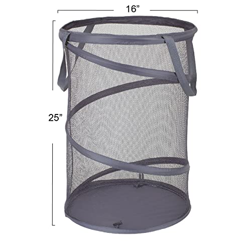 Household Essentials 2027-1 Pop-Up Collapsible Mesh Laundry Hamper | Charcoal - Image 3