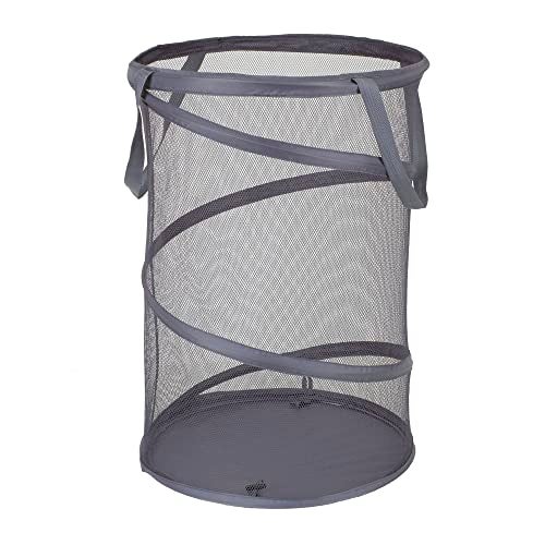 Household Essentials 2027-1 Pop-Up Collapsible Mesh Laundry Hamper | Charcoal - Image 1