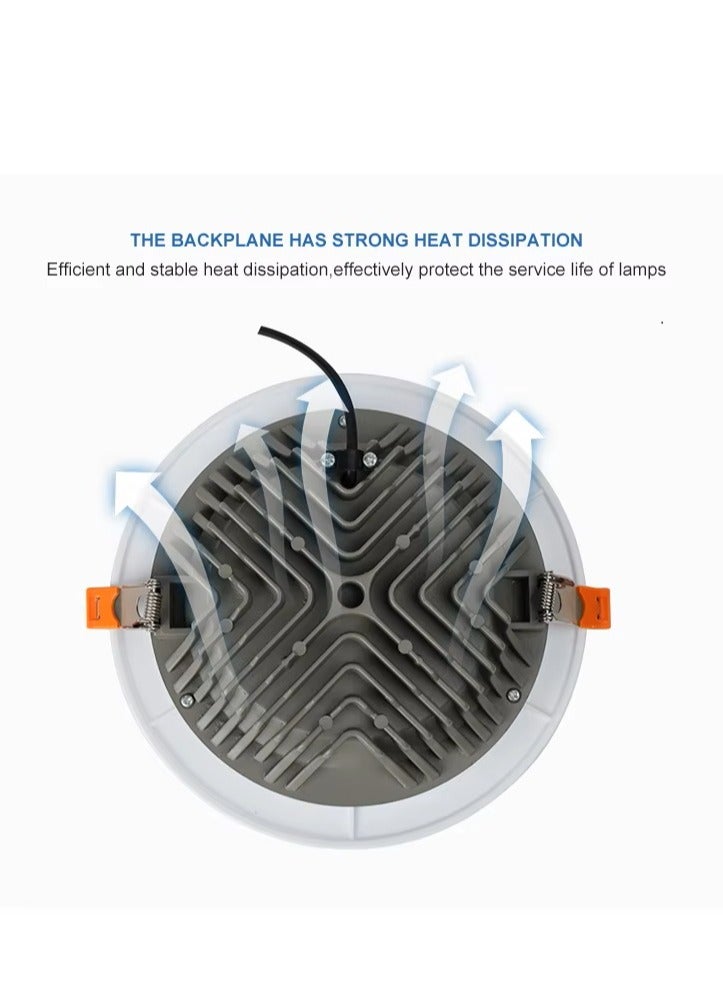 30W COB Recessed Ceiling Light Cut Φ200mm, IP44 CRI80 Super Bright Anti-Glare LED Downlight for Bedroom Living Room Corridor - Image 2